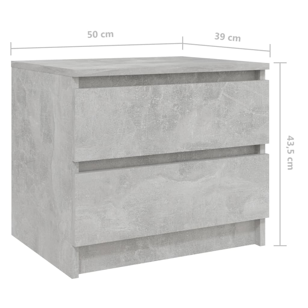 vidaXL Sängbord betonggrå 50x39x43,5 cm konstruerat trä