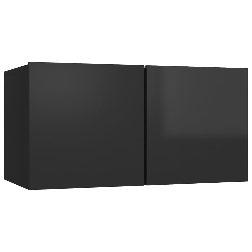vidaXL Väggmonterad TV-skåp svart högglans 60x30x30 cm
