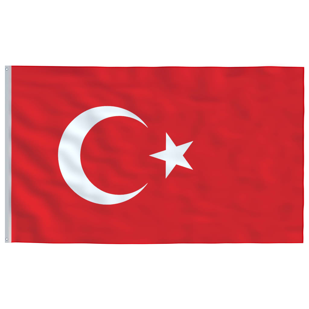 vidaXL Turkiets flagga och flaggstång 5,55 m aluminium