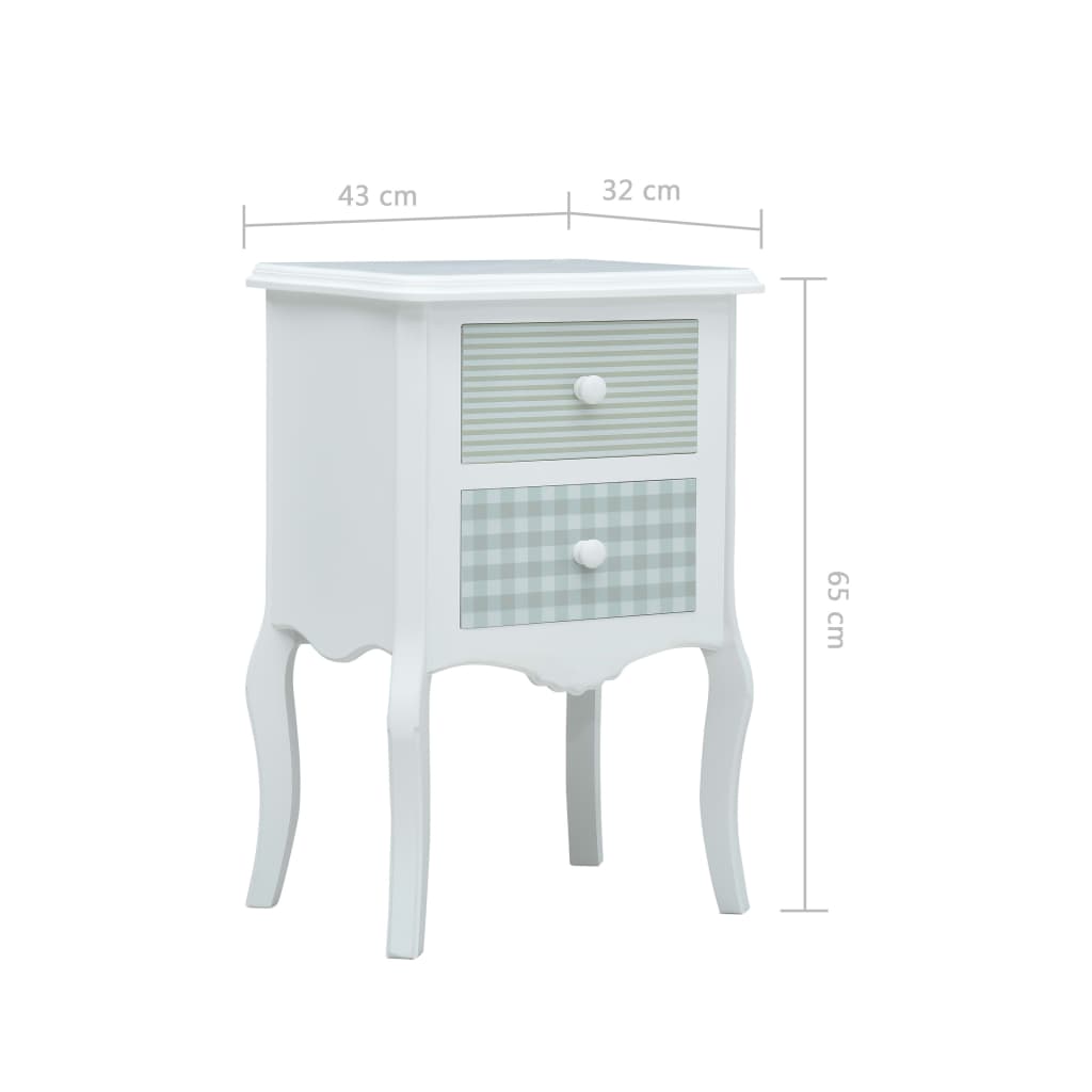 vidaXL Nattduksbord vit och grå 43x32x65 cm MDF