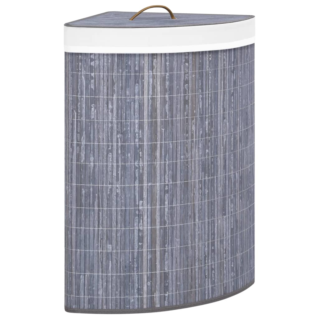 vidaXL Tvättkorg för hörn bambu grå 60 L