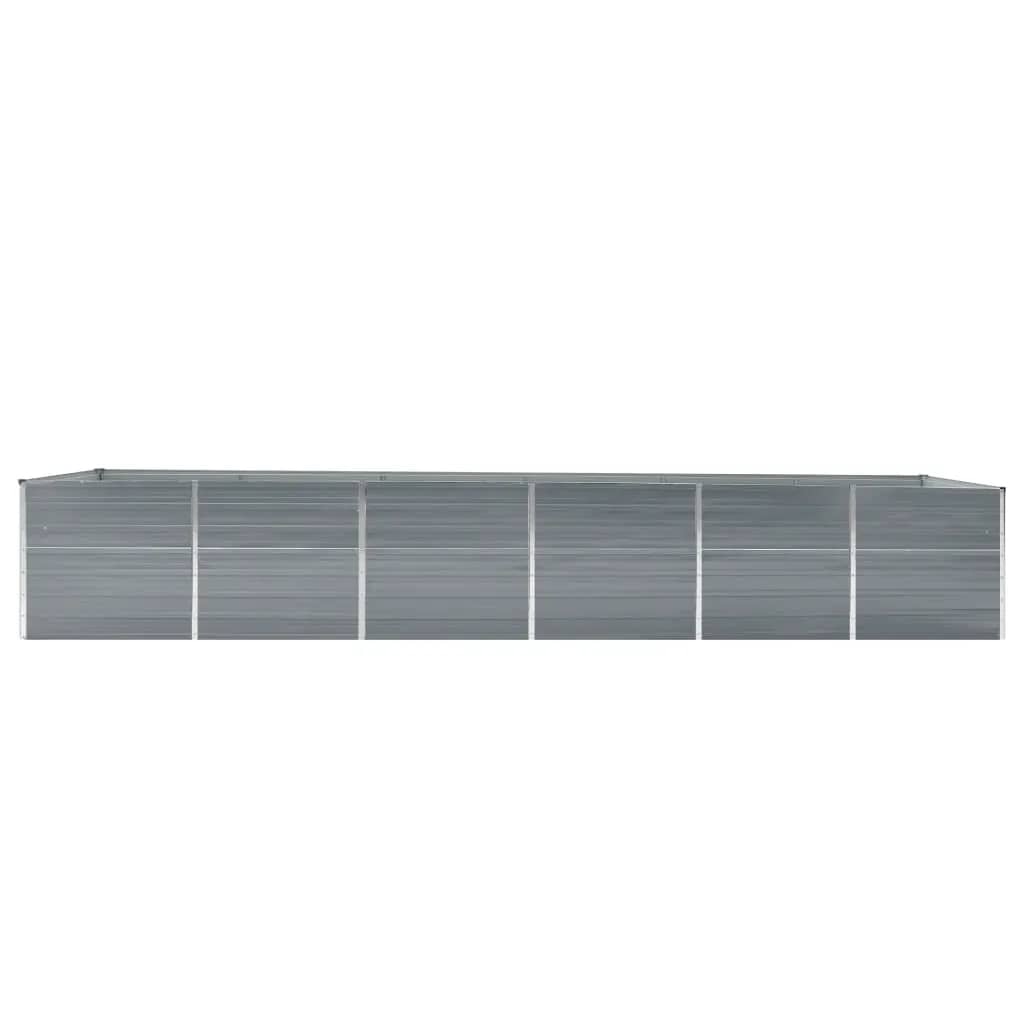 vidaXL Odlingslåda upphöjd galvaniserat stål 480x80x77 cm grå
