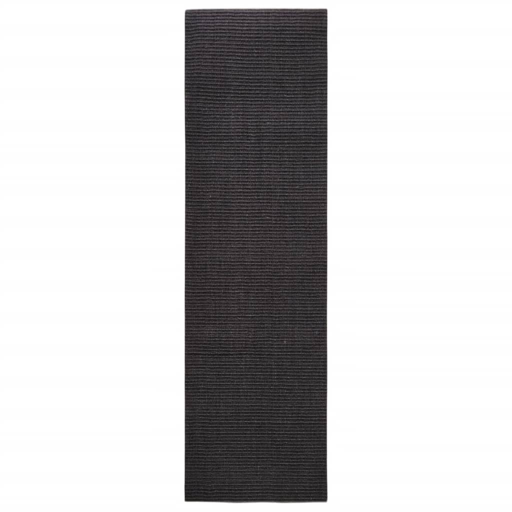 vidaXL Matta naturlig sisal 100x350 cm svart