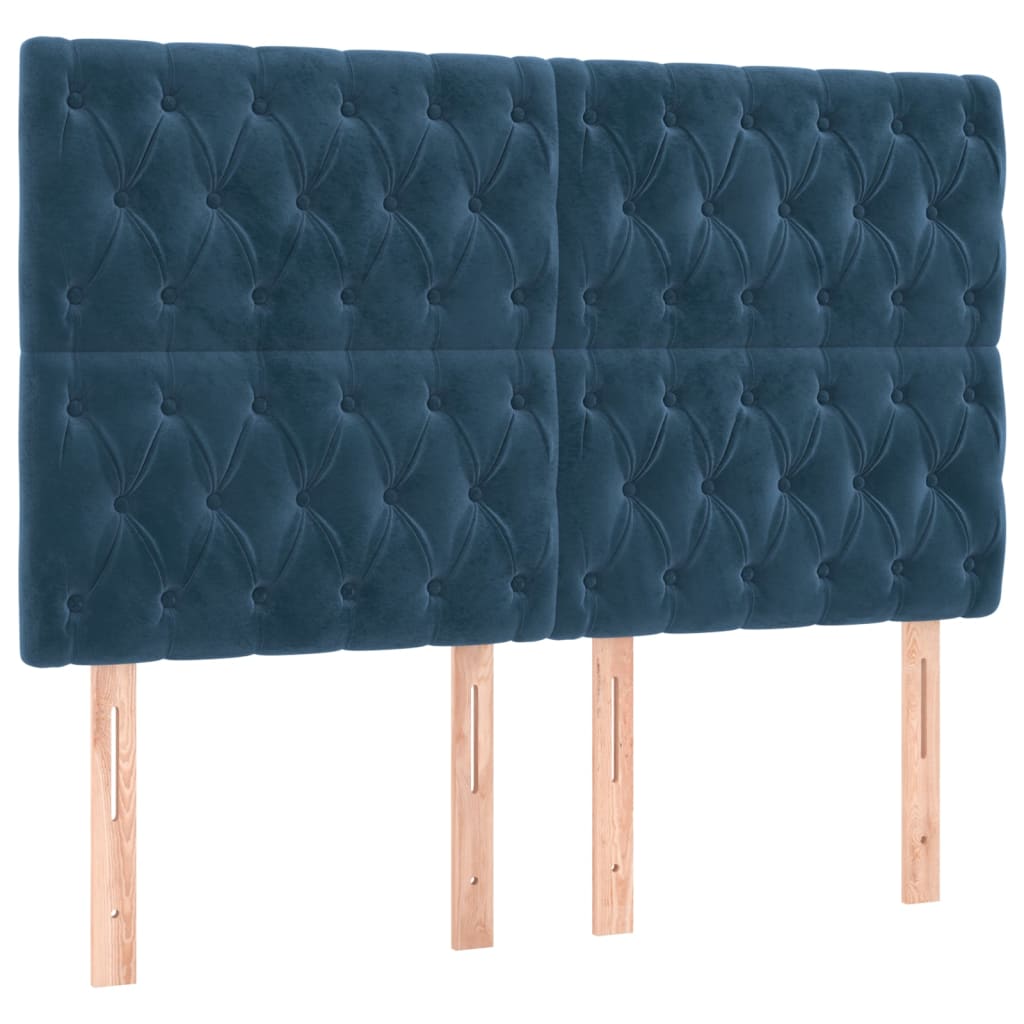 vidaXL Ramsäng med madrass mörkblå 160x200 cm sammet
