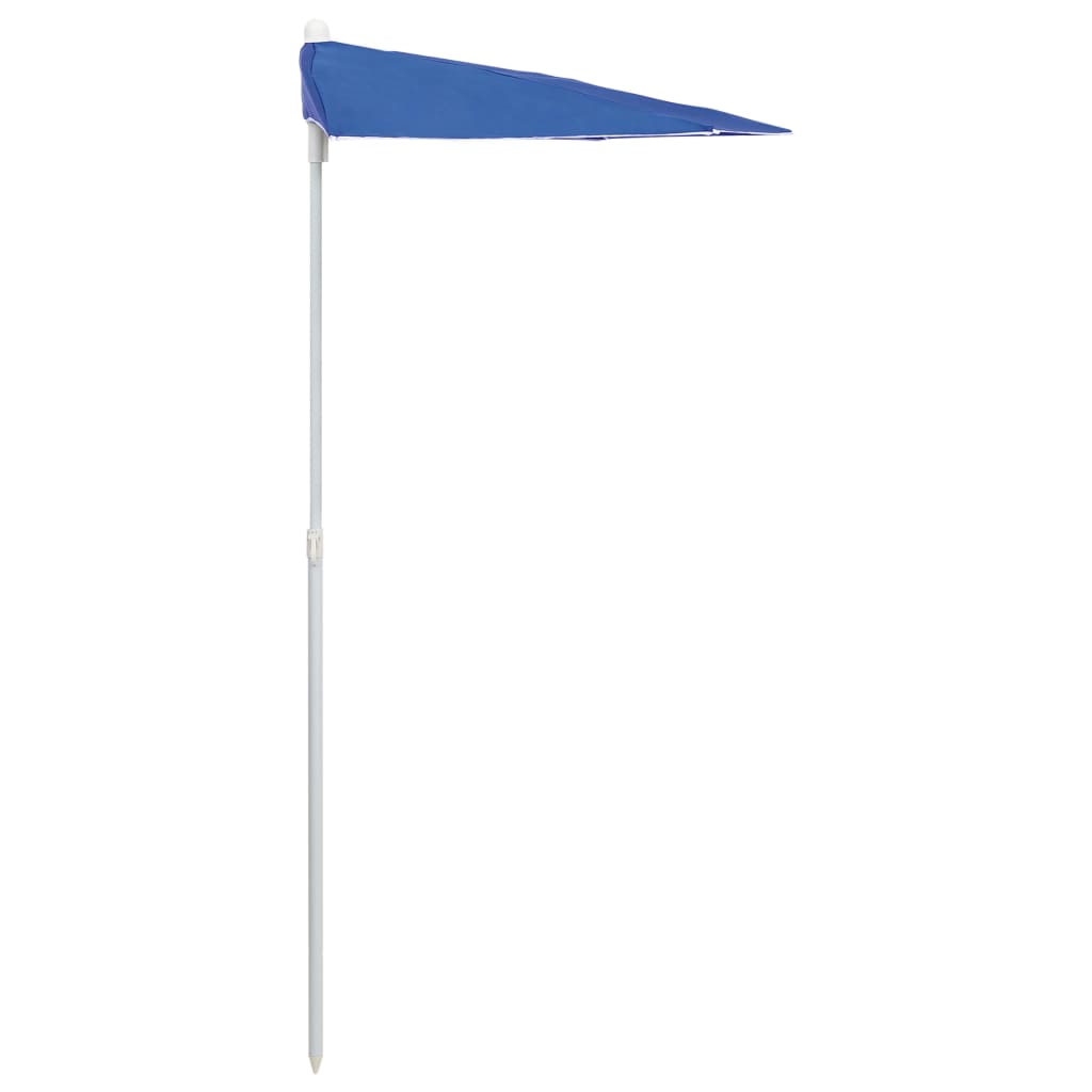 vidaXL Halvrunt parasoll med stång 180x90 cm azurblå