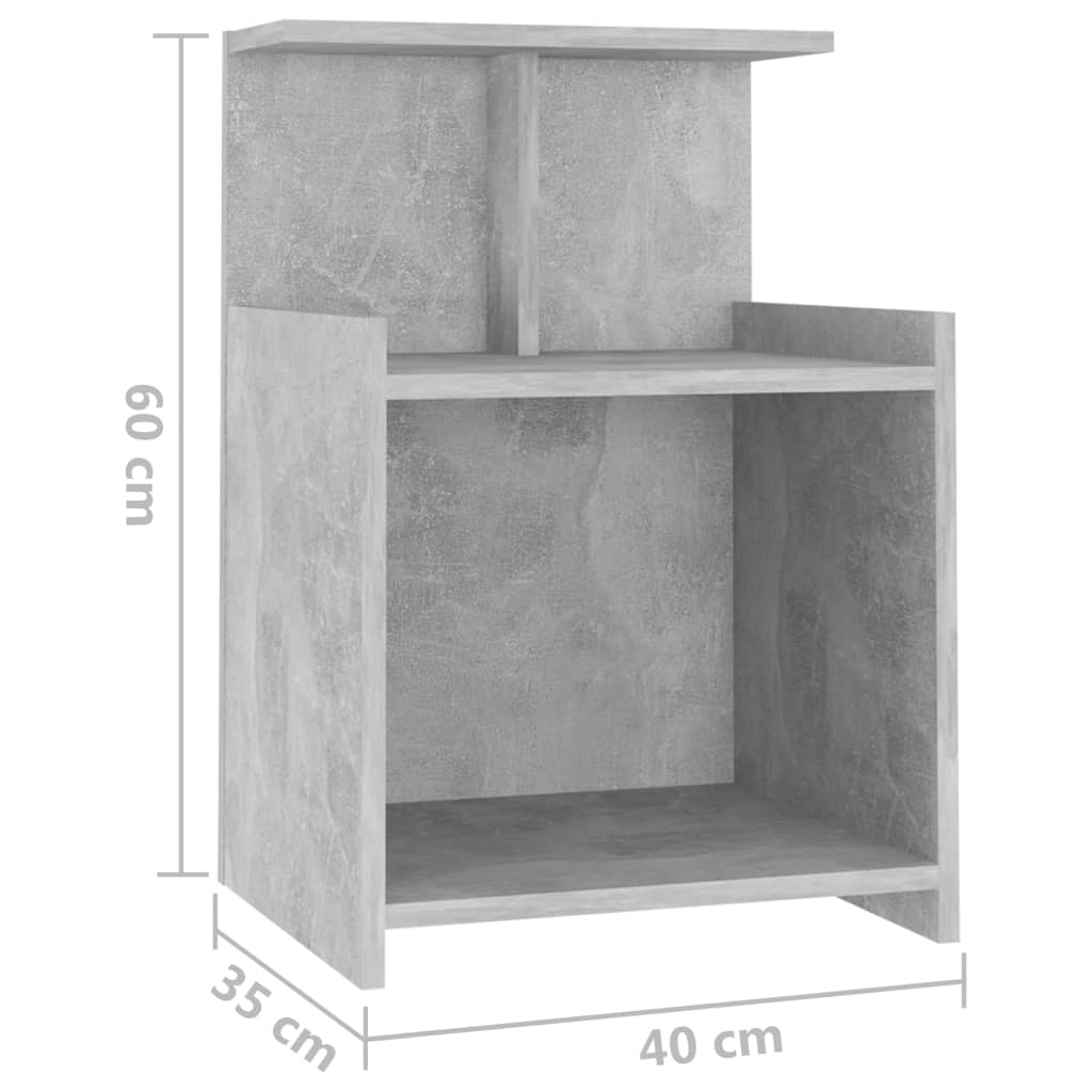 vidaXL Sängbord betonggrå 40x35x60 cm konstruerat trä
