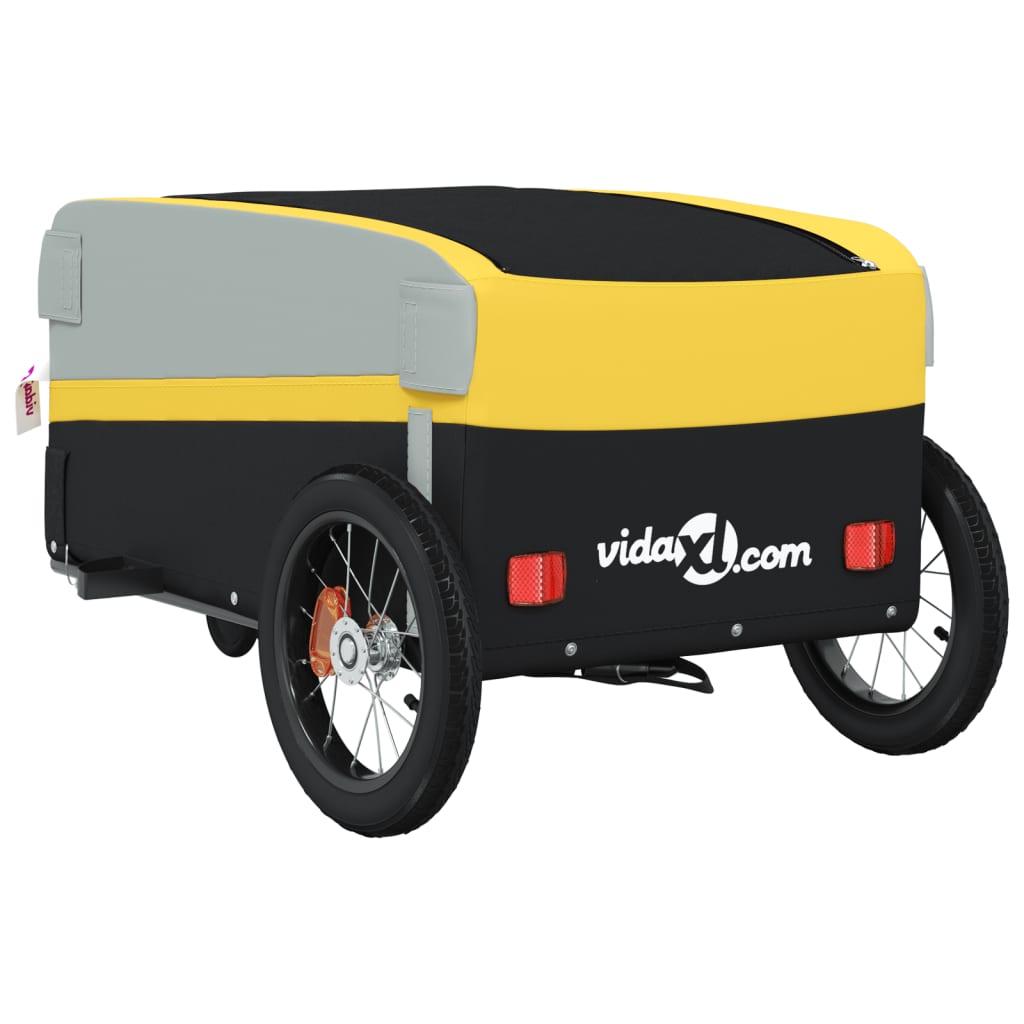 vidaXL Cykelvagn svart och gul 30 kg järn