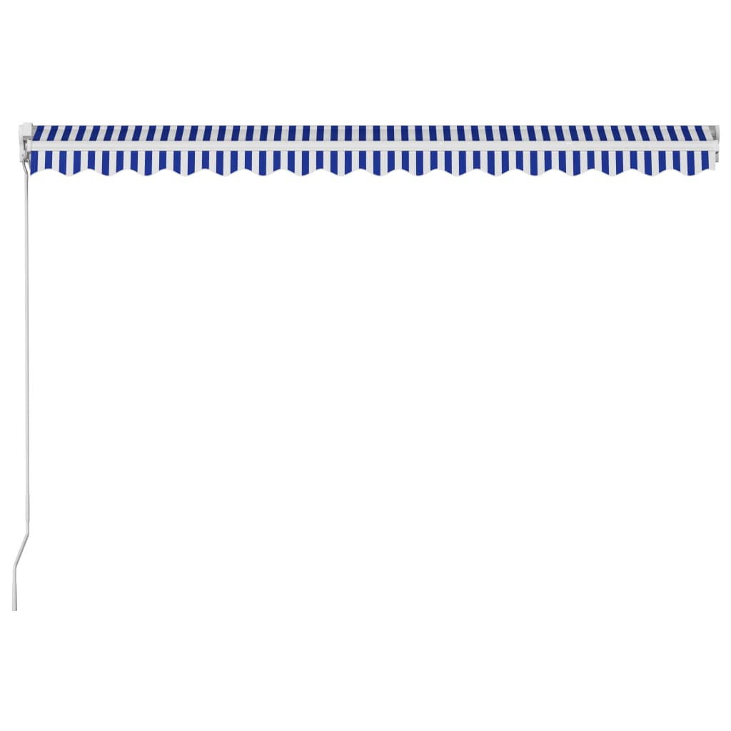 vidaXL Markis manuellt infällbar 400x300 cm blå och vit