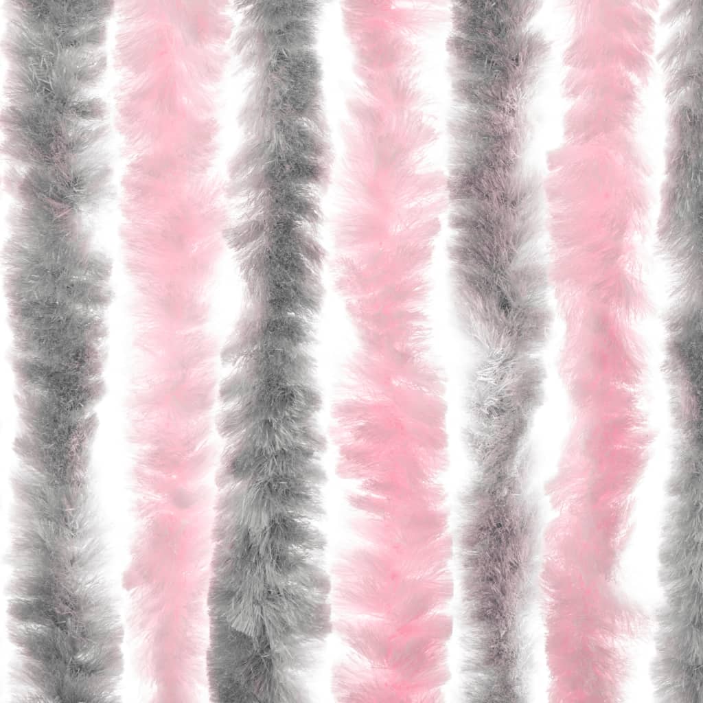 vidaXL Insektsgardin silvergrå och rosa 56x200 cm chenille