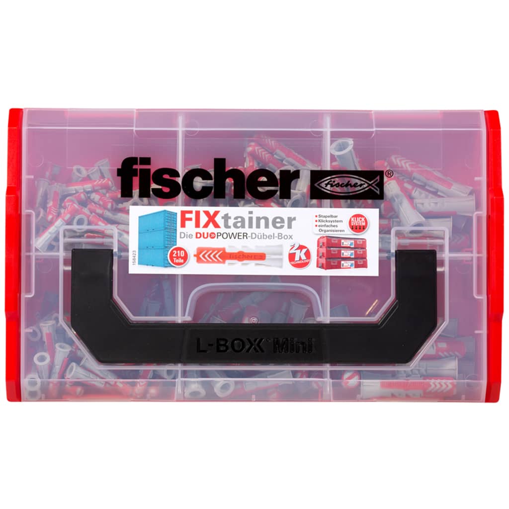 Fischer Sortimentlåda med väggplugg FIXtainer DUOPOWER 210 delar