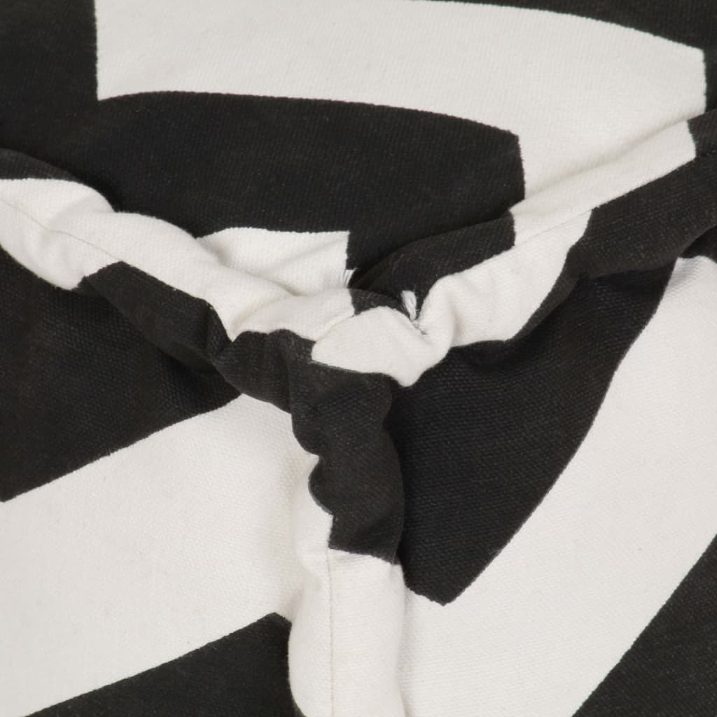 vidaXL Sittpuff kub bomull med mönster handgjord 40x40 cm svart/vit
