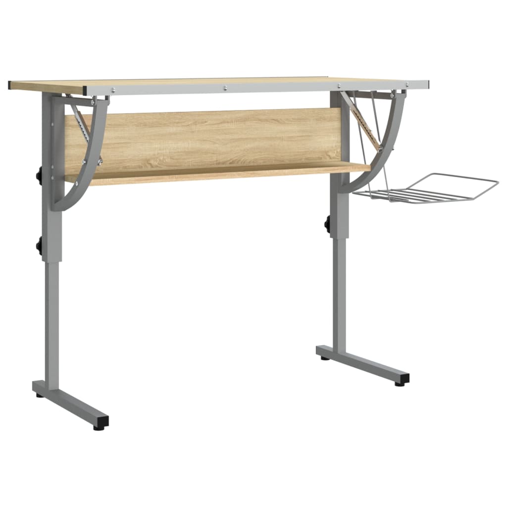 vidaXL Ritbord ek och grå 110x53x(58-87) cm konstruerat trä & stål