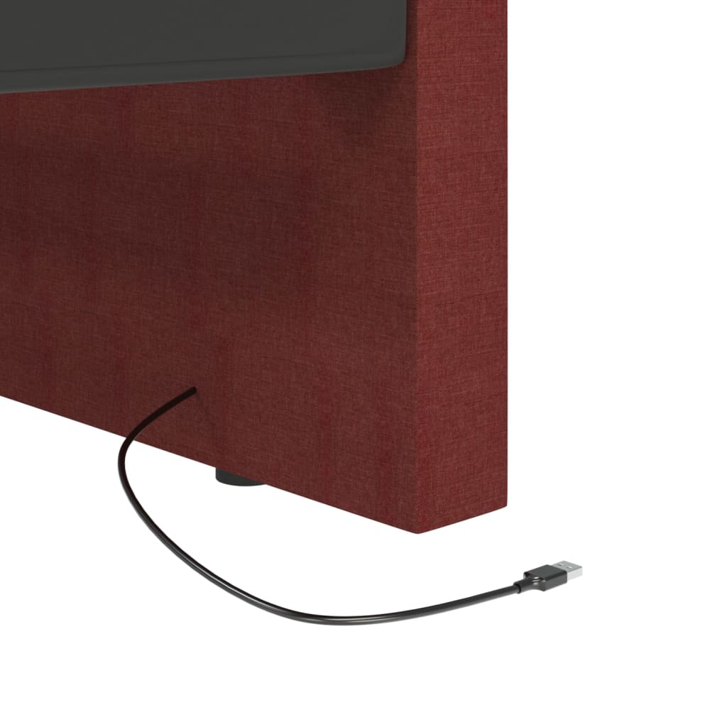 vidaXL Dagbädd med madrass USB vinröd tyg 90x200 cm