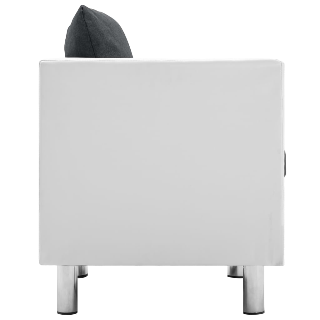 vidaXL 2-sitssoffa i konstläder vit och mörkgrå