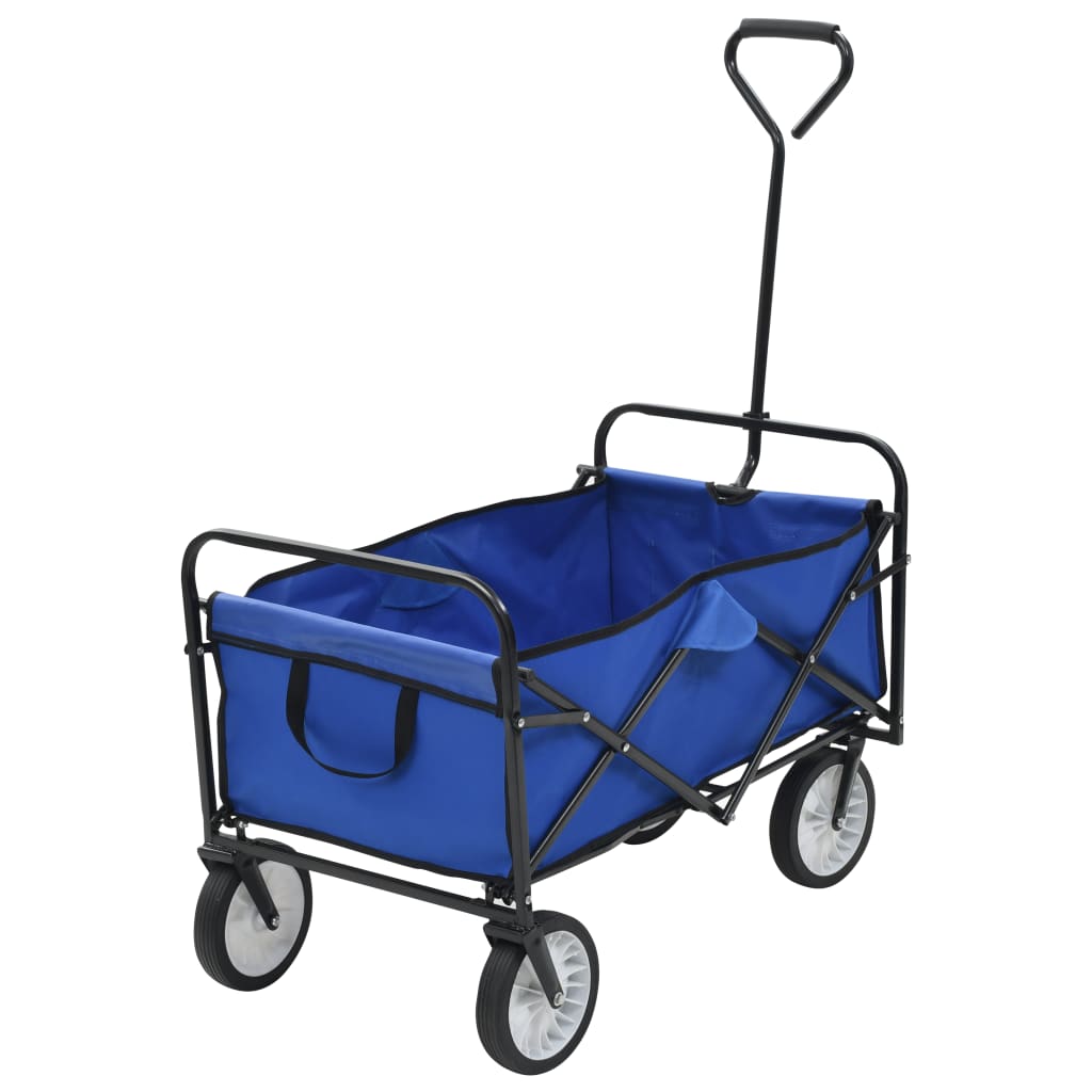 vidaXL Hopfällbar handvagn stål blå