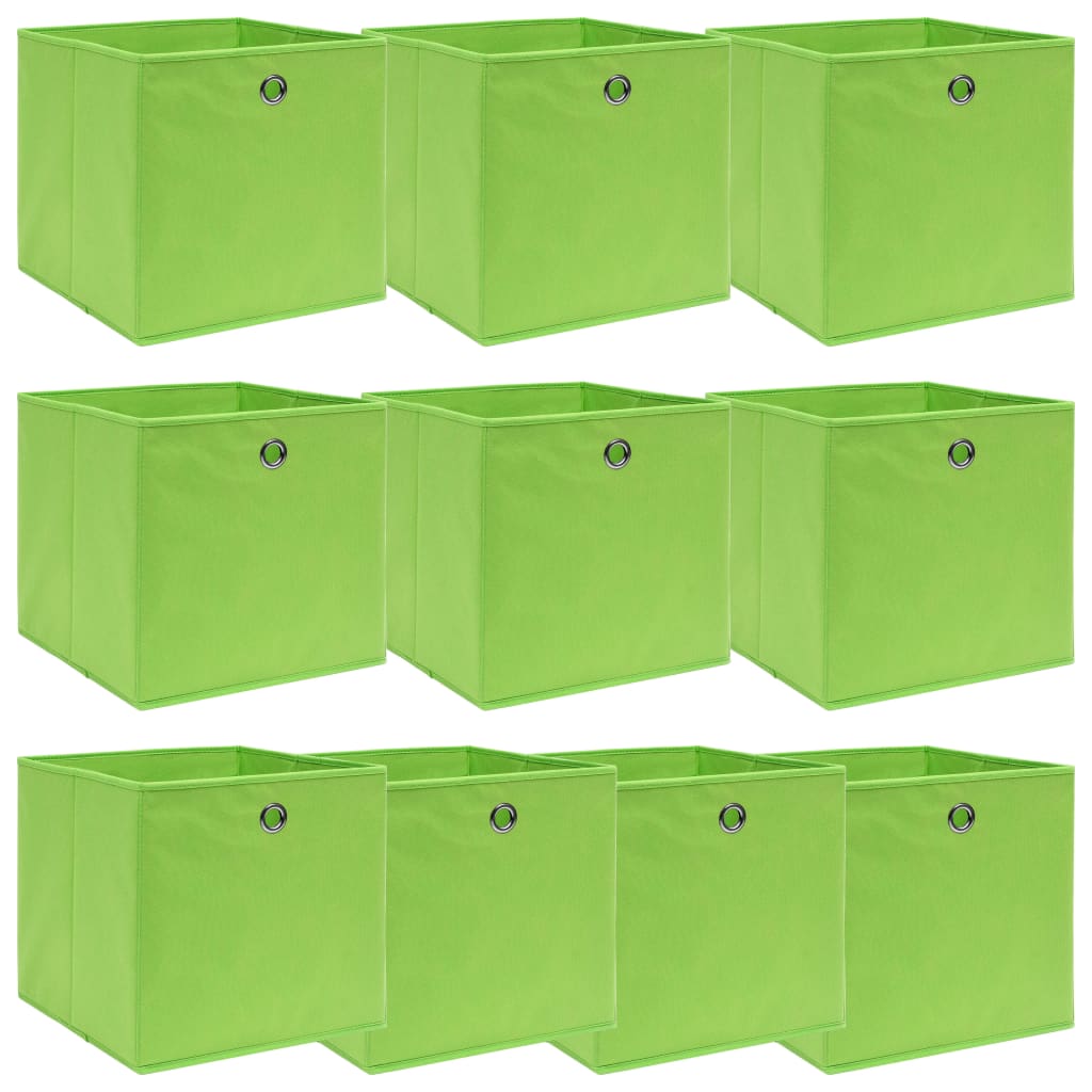 vidaXL Förvaringslådor 10 st grön 32x32x32 cm tyg