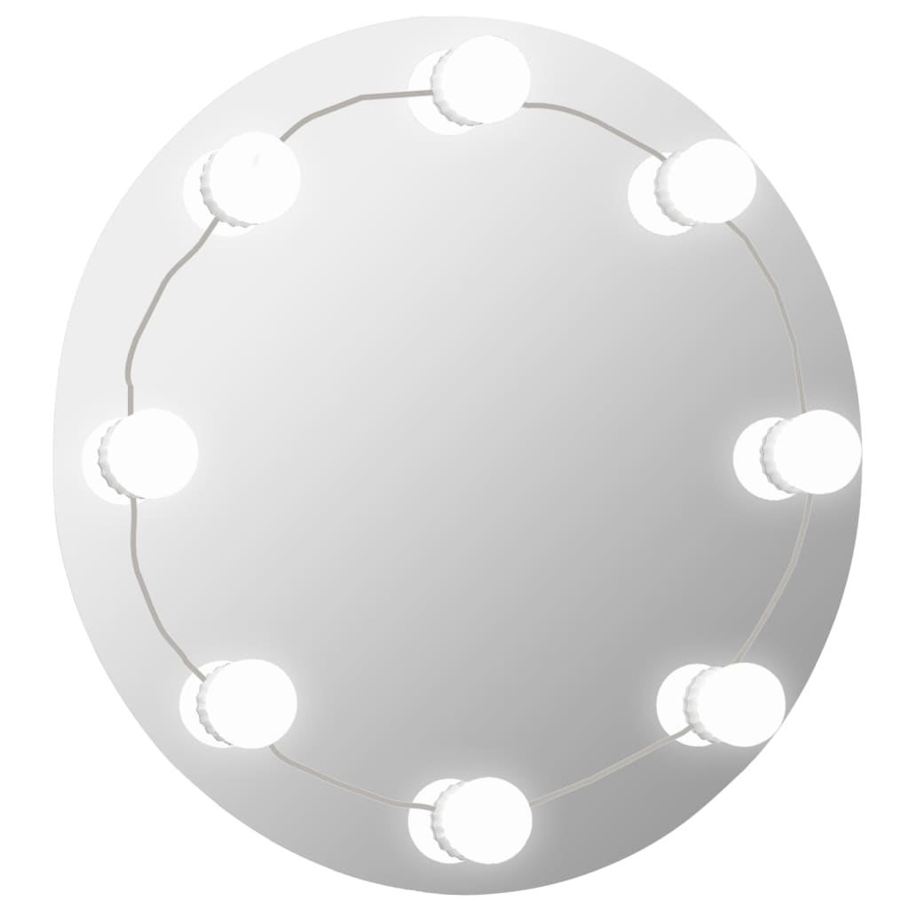 vidaXL Väggspegel utan ram LED-belysning rund