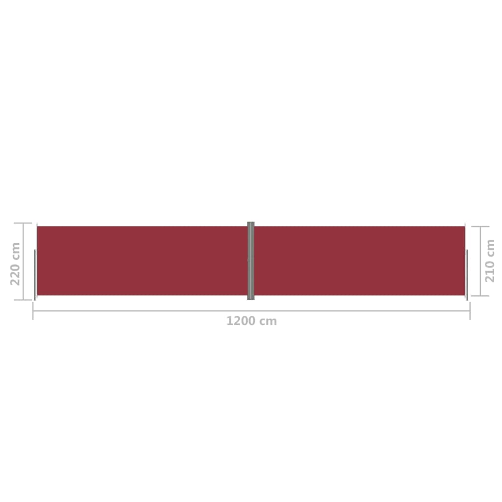 vidaXL Infällbar sidomarkis röd 220x1200 cm