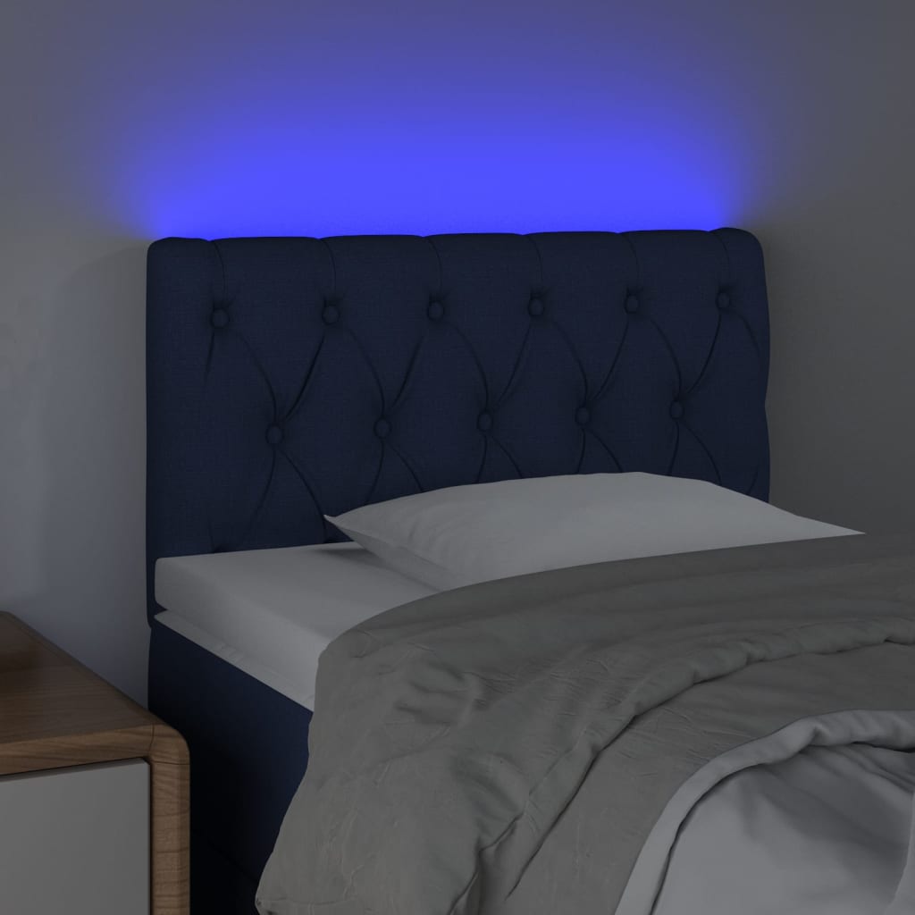 vidaXL Sänggavel LED blå 80x7x78/88 cm tyg