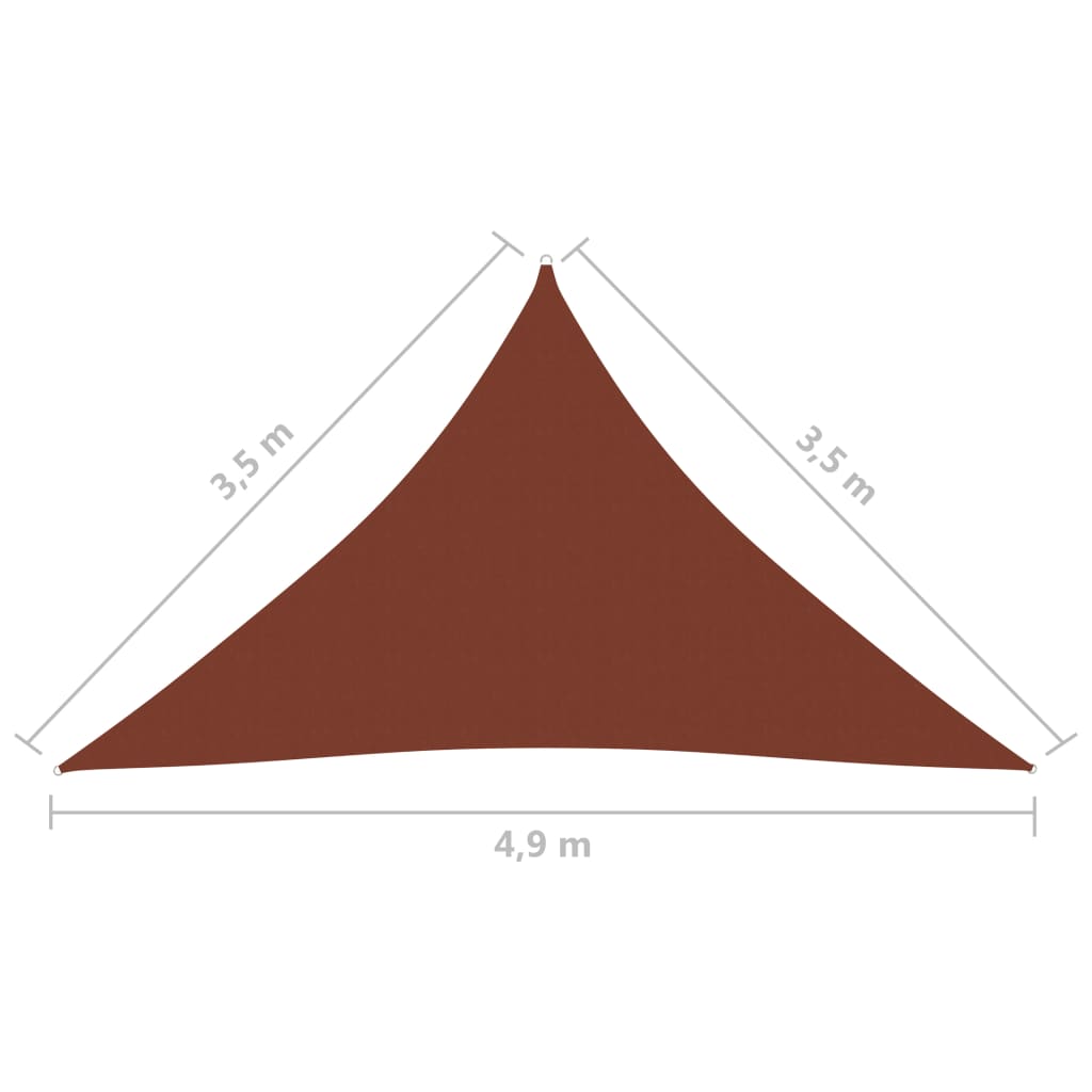 vidaXL Solsegel Oxfordtyg trekantigt 3,5x3,5x4,9 m terrakotta