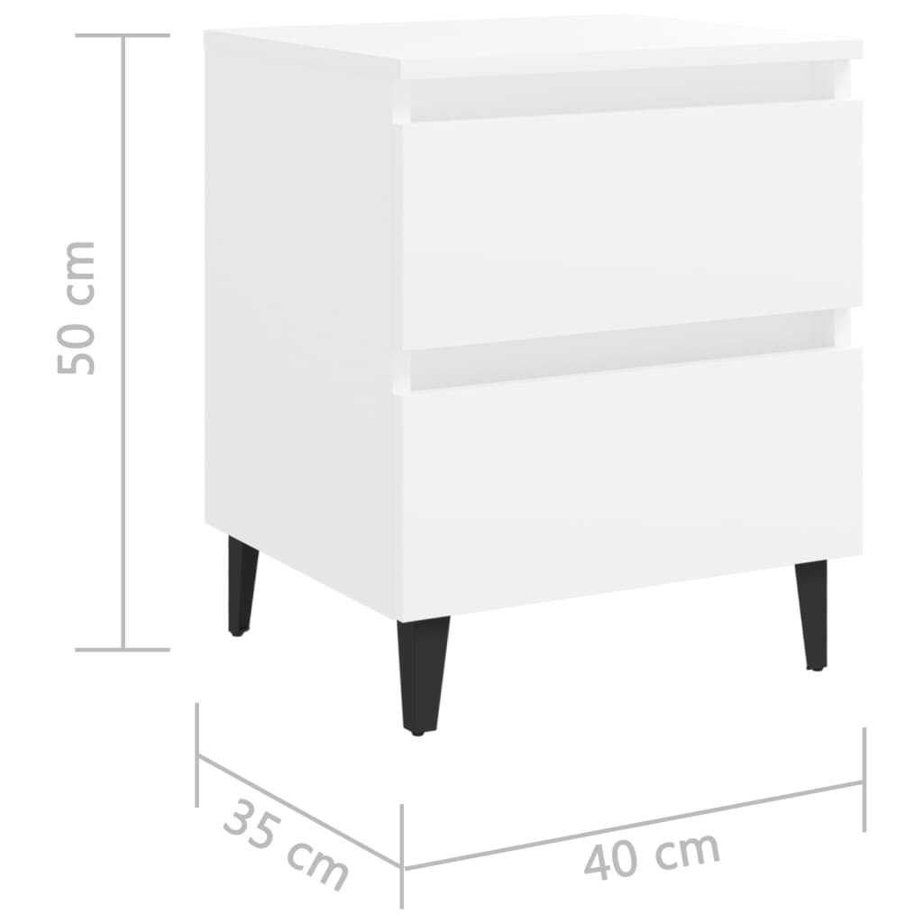 vidaXL Sängbord 2 st vit 40x35x50 cm konstruerat trä