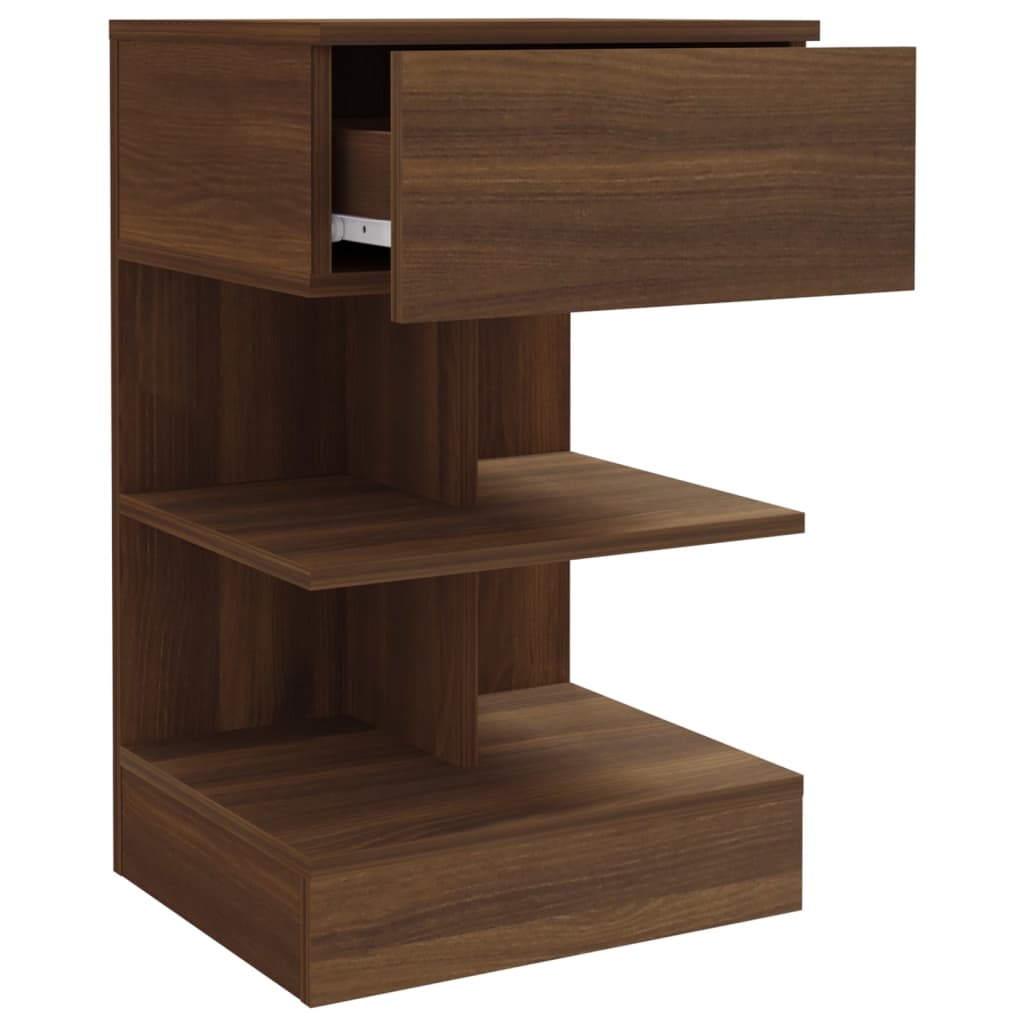 vidaXL Sängbord 2 st brun ek 40x35x65 cm konstruerat trä