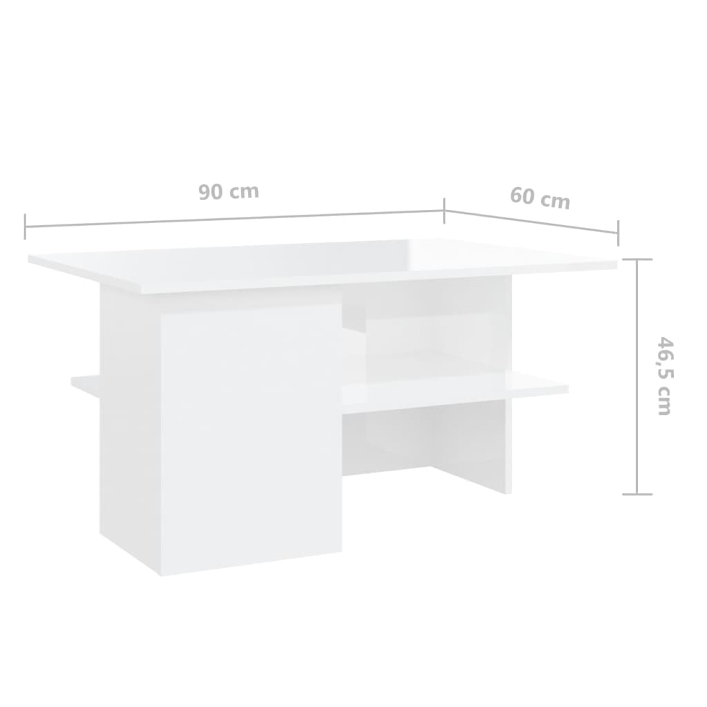 vidaXL Soffbord vit högglans 90x60x46,5 cm konstruerat trä