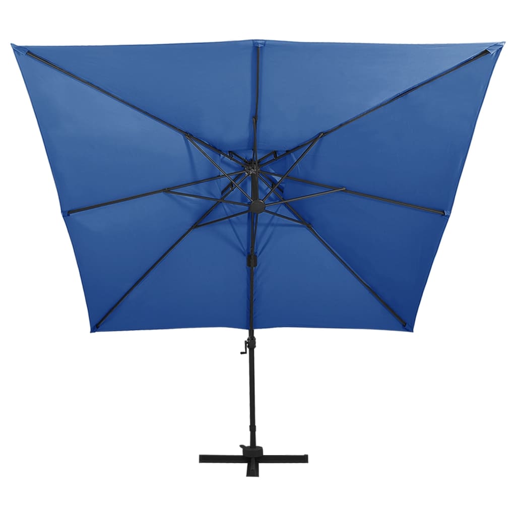 vidaXL Frihängande parasoll med ventilation 300x300 cm azurblå
