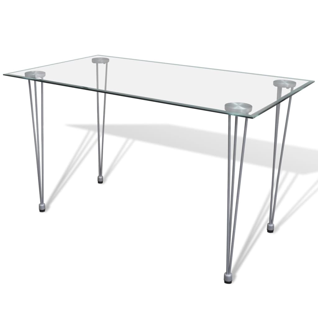 vidaXL Matbord med bordsskiva i glas genomskinlig