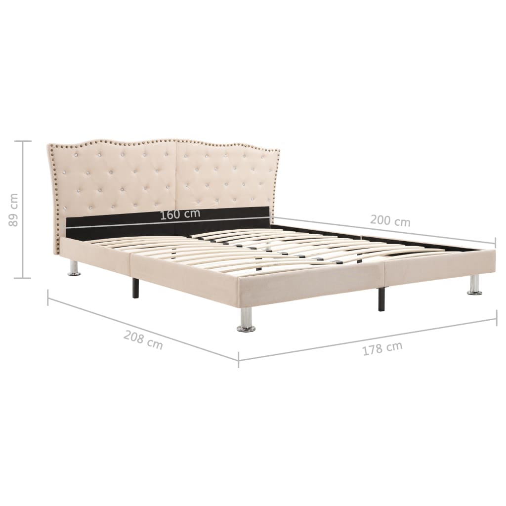vidaXL Säng med madrass beige tyg 160x200 cm