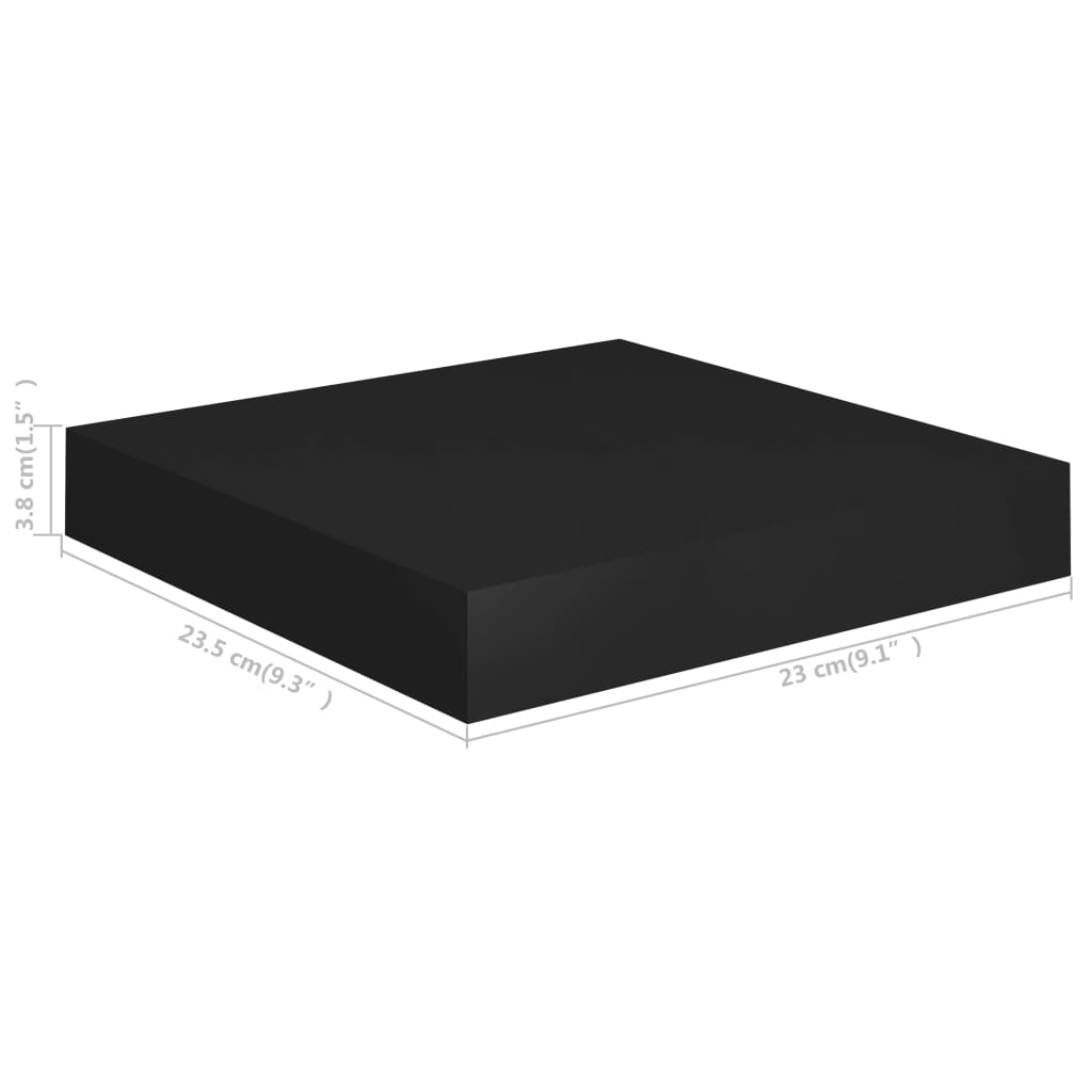 vidaXL Svävande vägghyllor 2 st svart 23x23,5x3,8 cm MDF