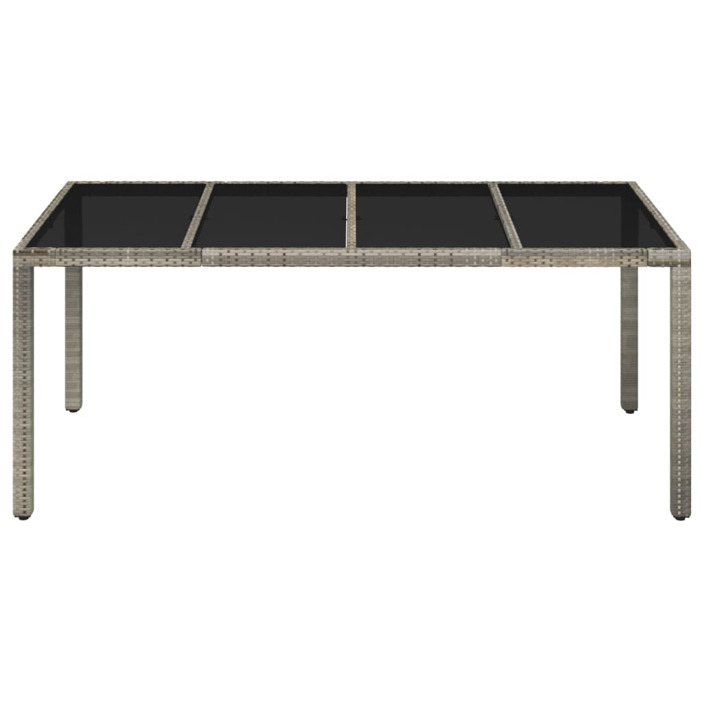 vidaXL Trädgårdsbord med glasskiva grå 190x90x75 cm konstrotting