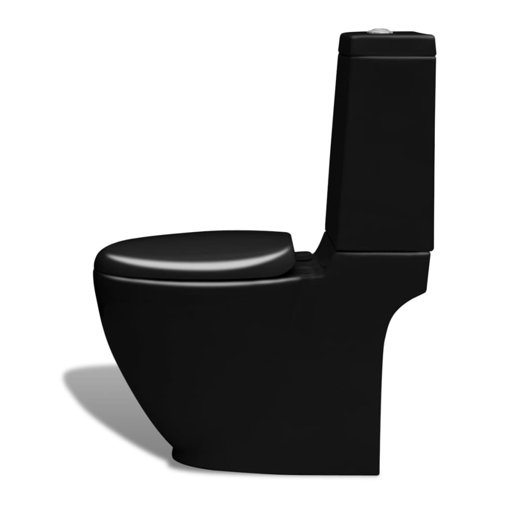 vidaXL Keramisk toalett och bidé svart