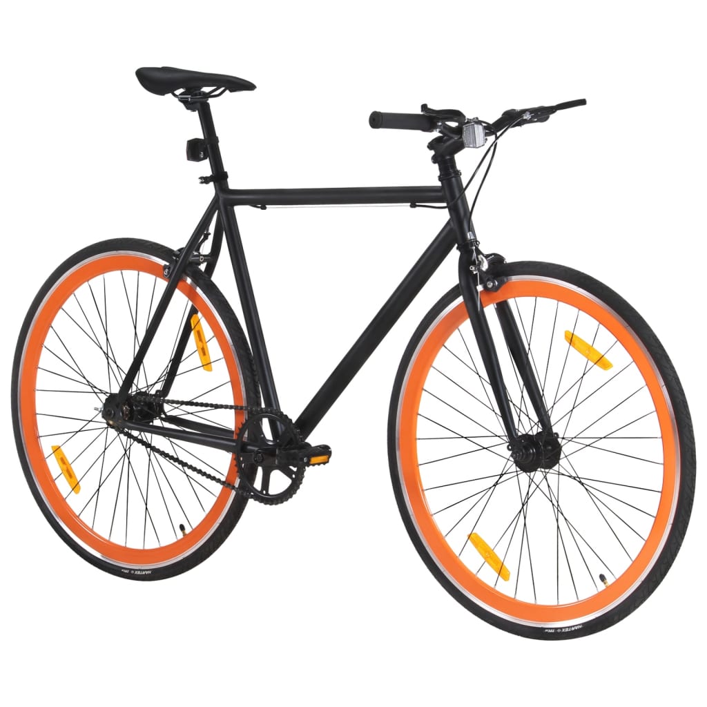 vidaXL Fixed gear cykel svart och orange 700c 51 cm