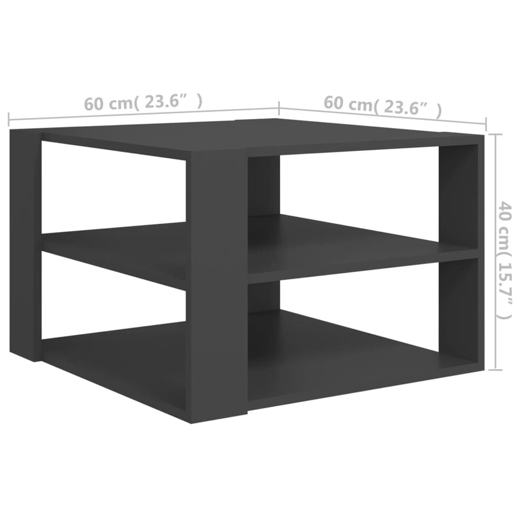 vidaXL Soffbord grå 60x60x40 cm konstruerat trä