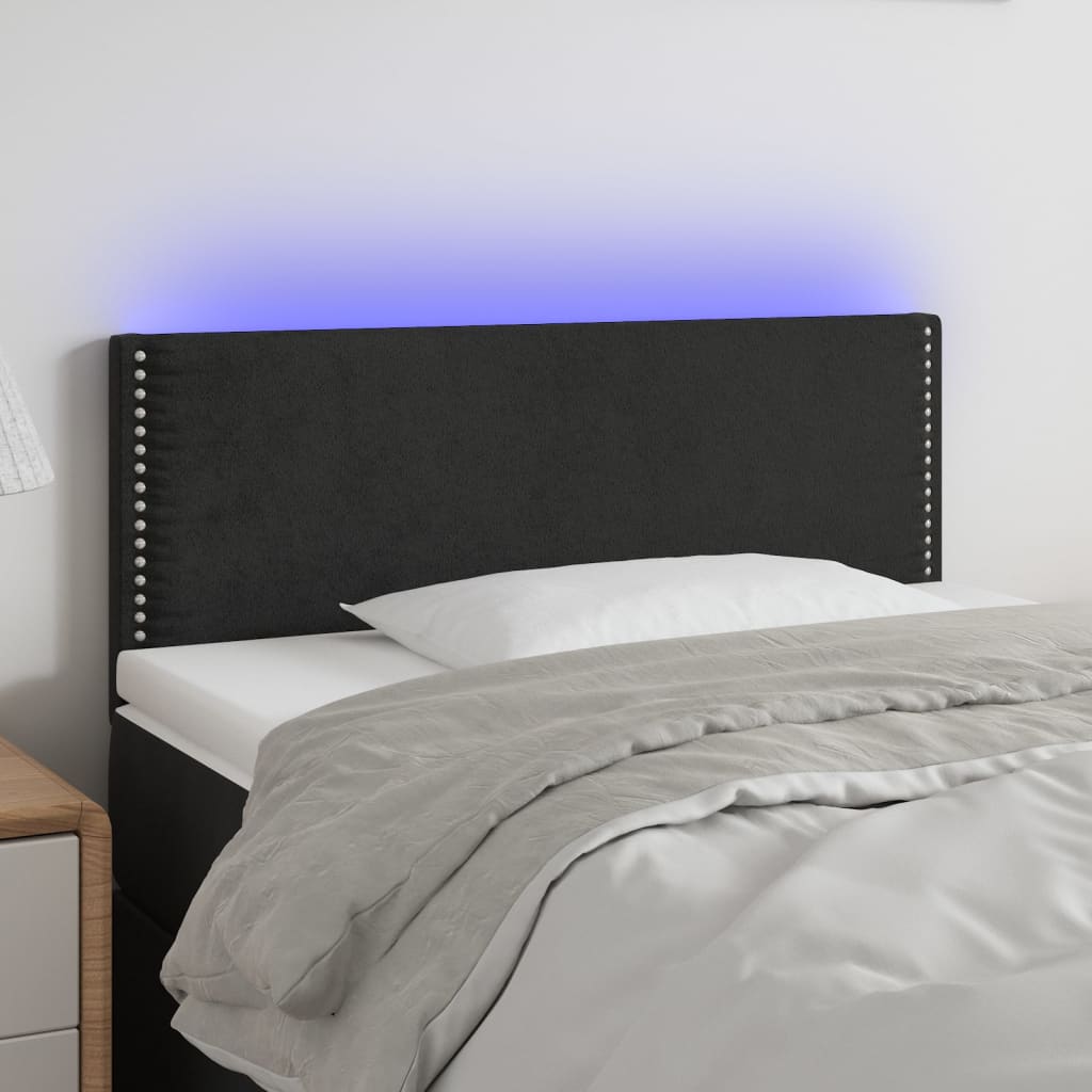 vidaXL Sänggavel LED svart 80x5x78/88 cm sammet