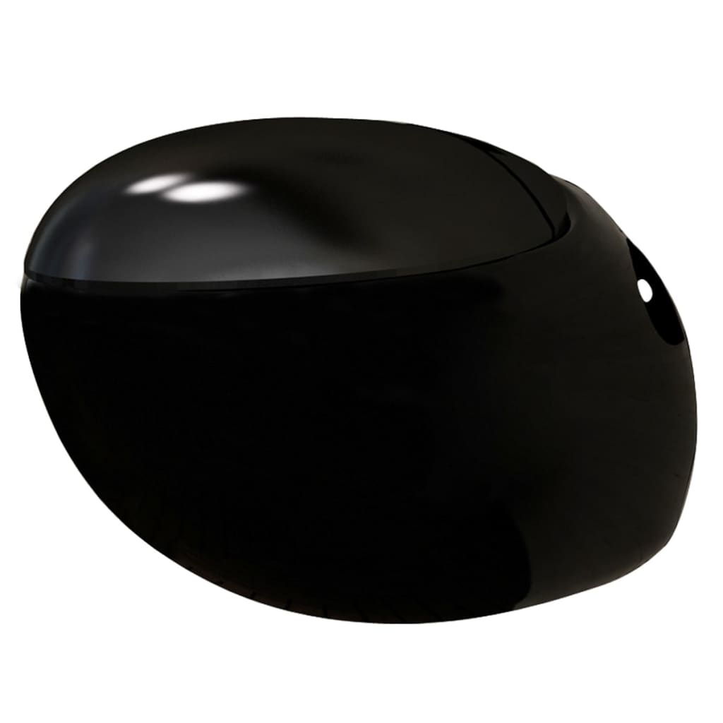 vidaXL Vägghängd äggformad toalett med dold cistern svart