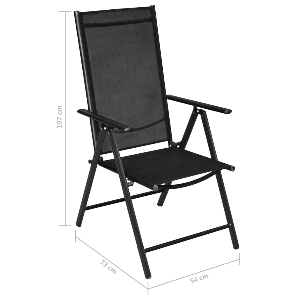 vidaXL Matgrupp för trädgården m. hopfällbara stolar 7 delar aluminium