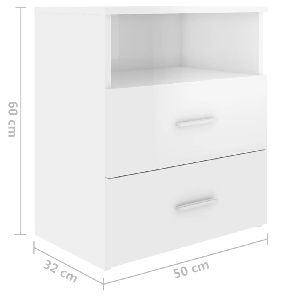 vidaXL Sängbord vit högglans 50x32x60 cm