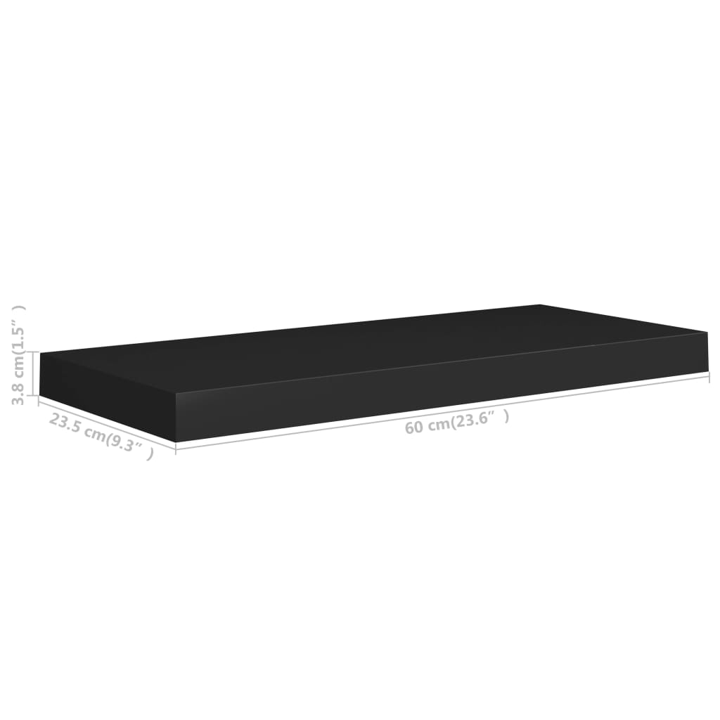 vidaXL Svävande vägghyllor 2 st svart 60x23,5x3,8 cm MDF