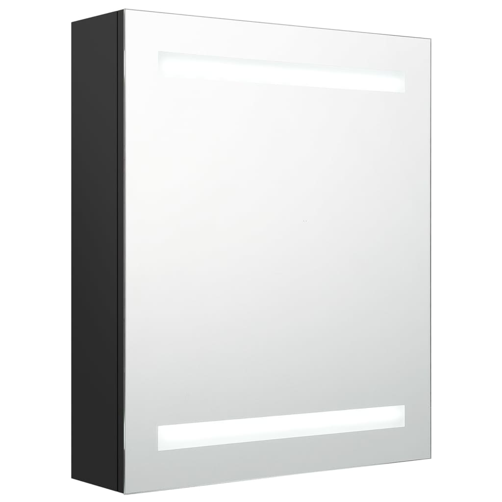 vidaXL Spegelskåp med LED svart 50x14x60 cm
