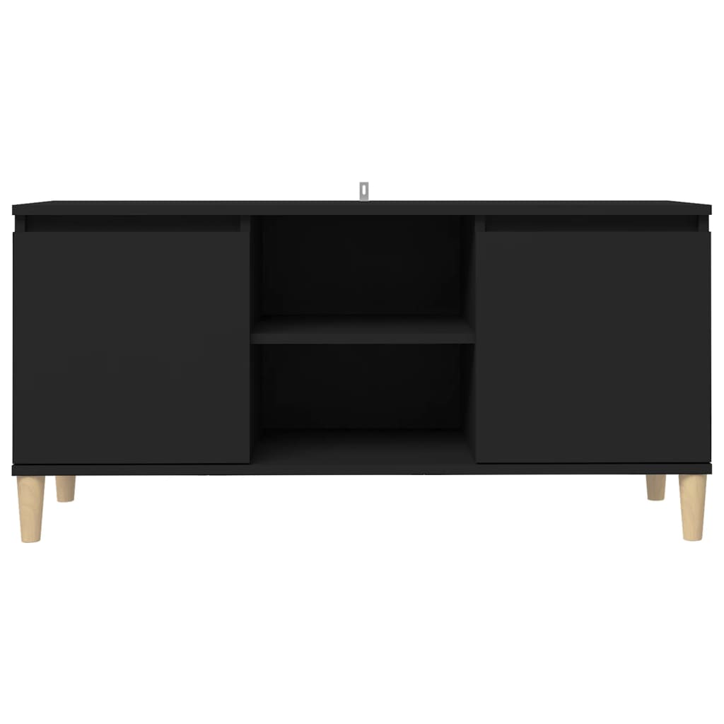 vidaXL TV-bänk med massiva ben svart 103,5x35x50 cm