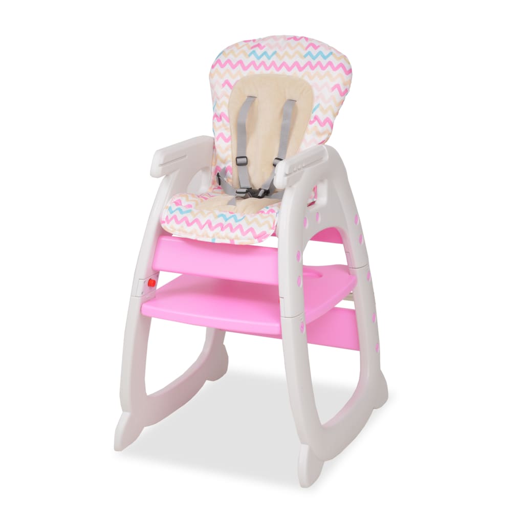 vidaXL 3-i-1 Konvertibel barnstol med bord rosa