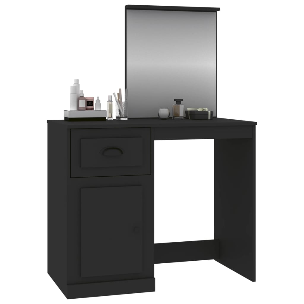 vidaXL Sminkbord med spegel svart 90x50x132,5 cm konstruerat trä