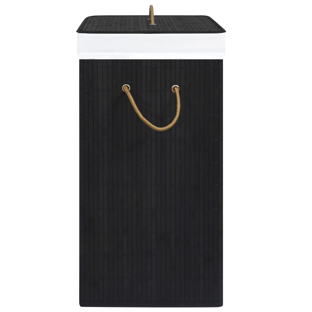 vidaXL Tvättkorg bambu med 1 sektion svart