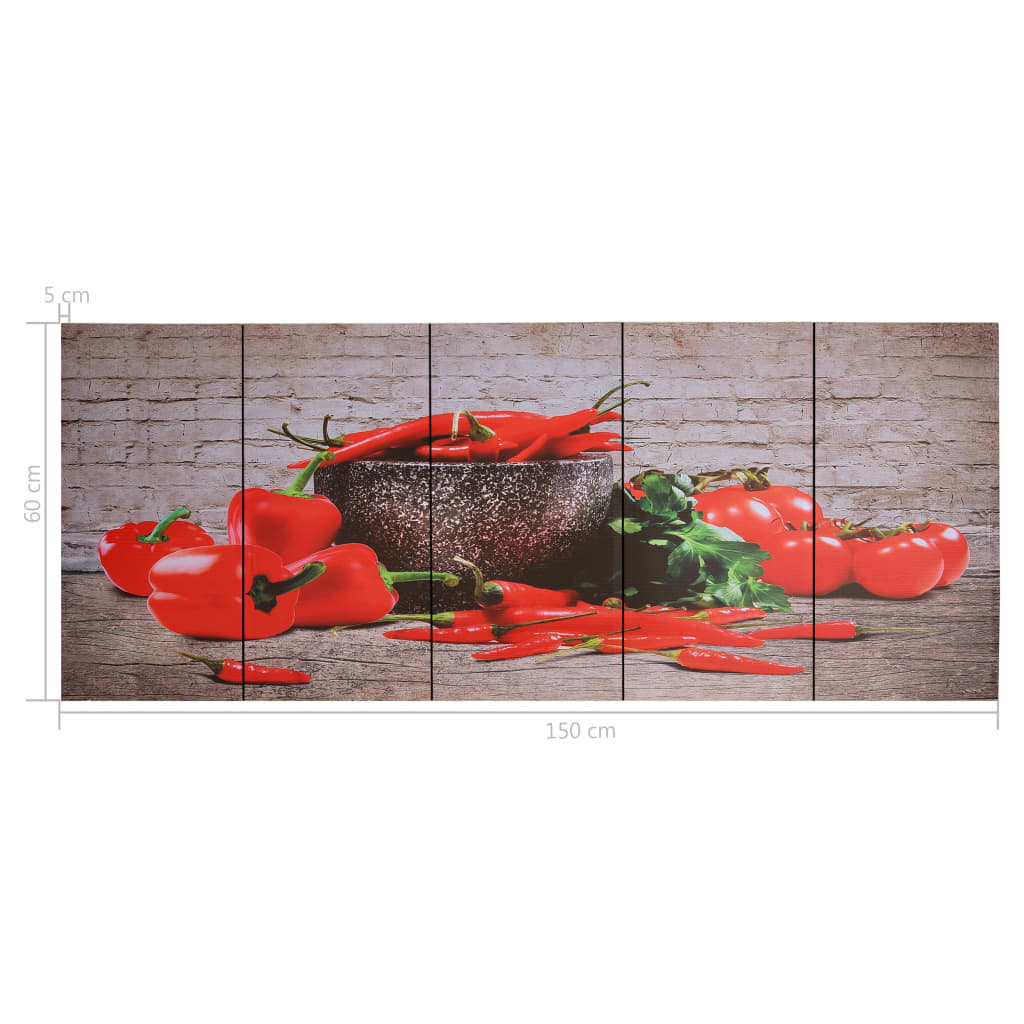 vidaXL Canvastavla paprika flerfärgad 150x60 cm