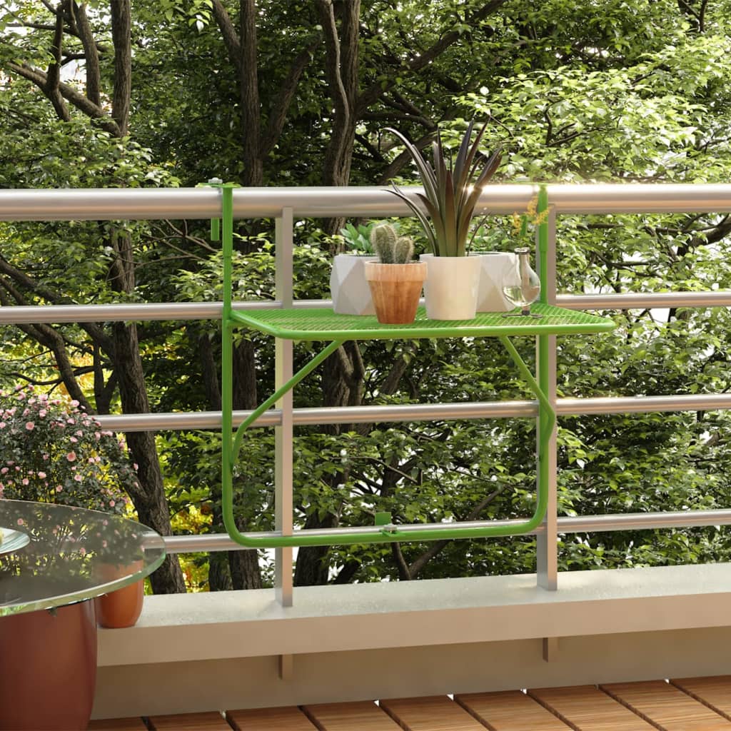 vidaXL Balkongbord grön 60x40 cm stål