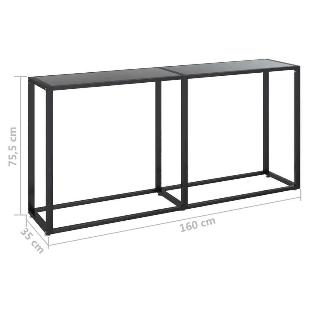 vidaXL Konsolbord svart 160x35x75,5 cm härdat glas