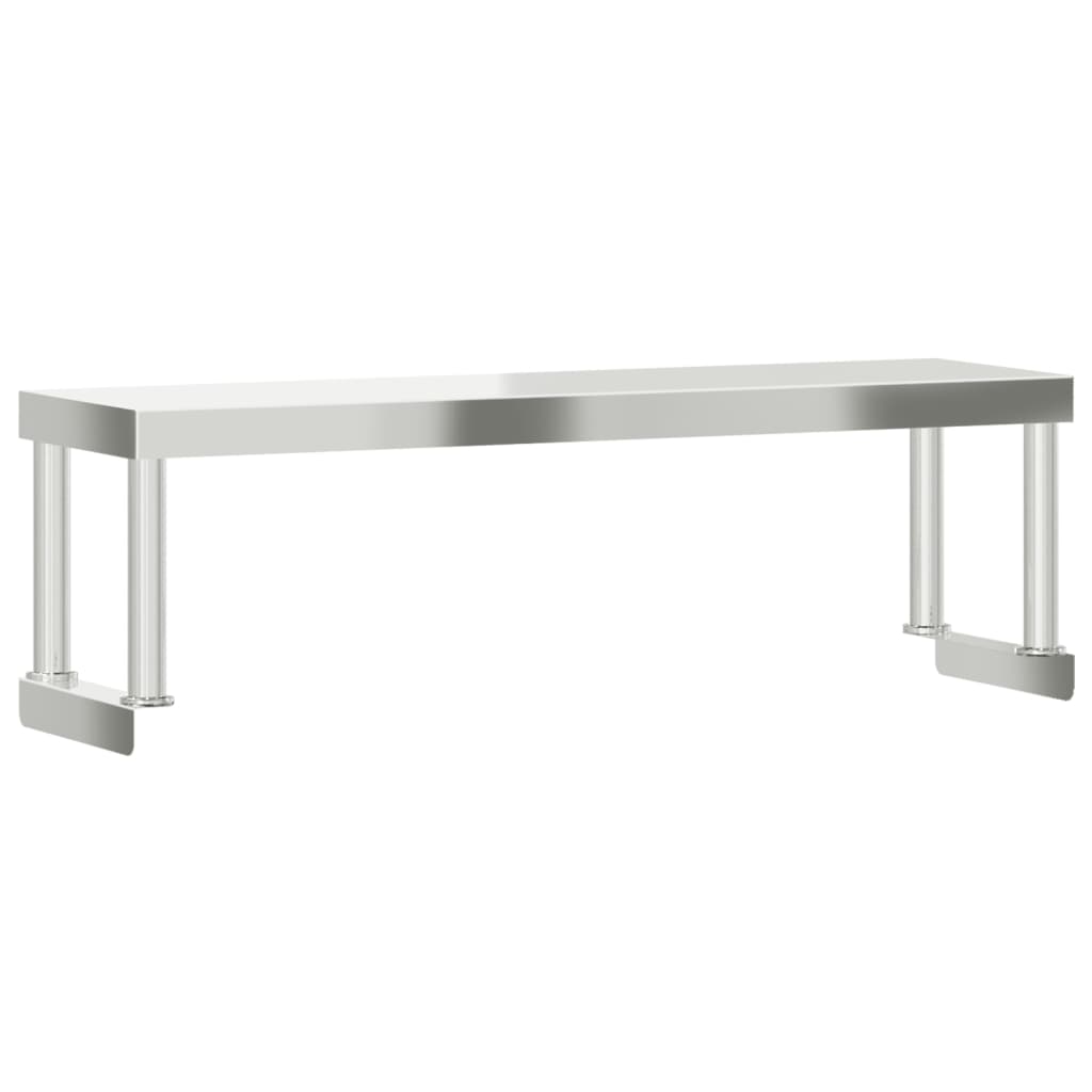 vidaXL Överhylla för arbetsbord 110x30x35 cm rostfritt stål