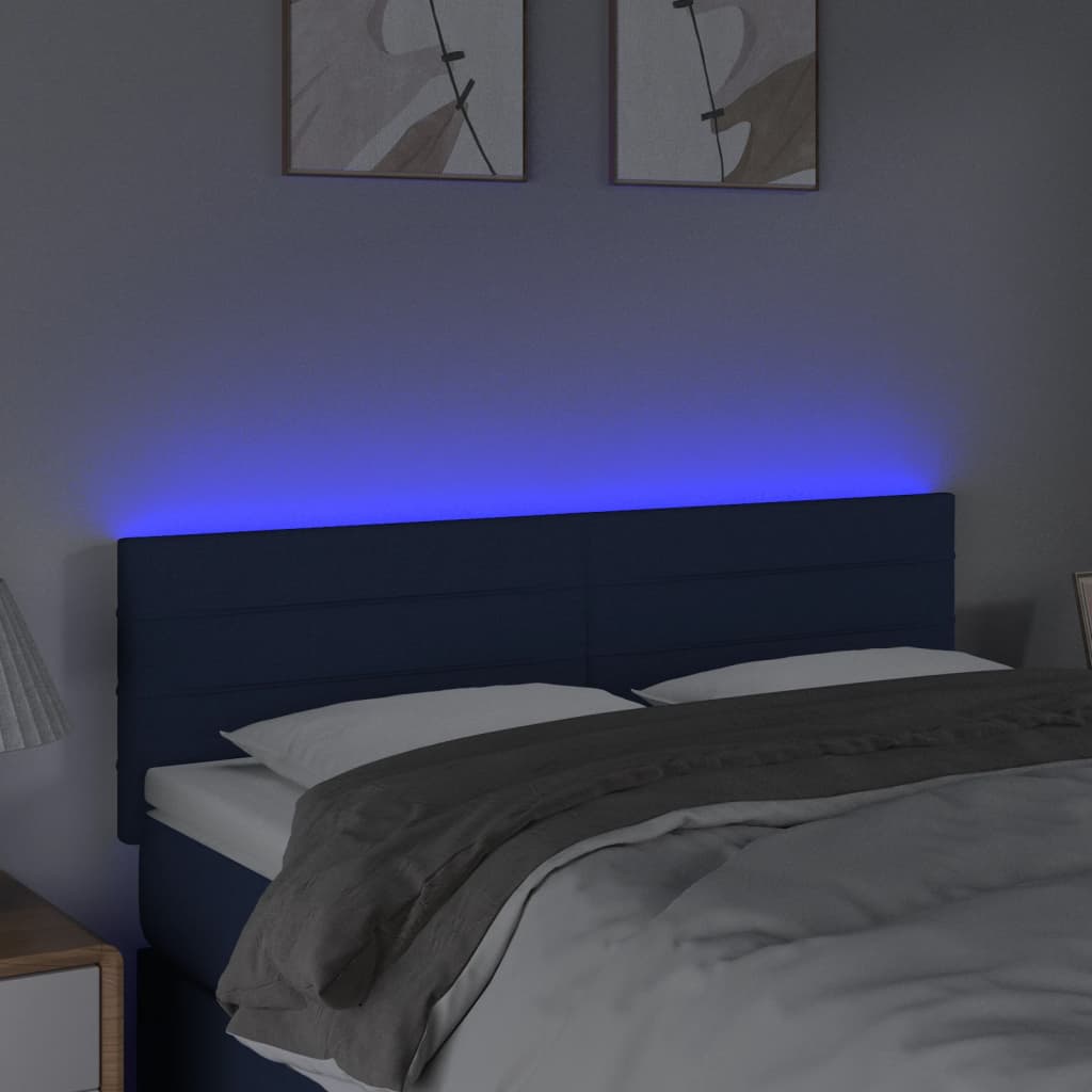 vidaXL Huvudgavel LED blå 144x5x78/88 cm tyg